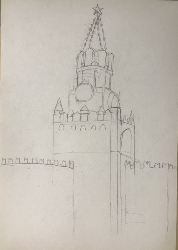 Кремль рисунок карандашом