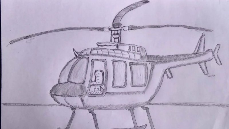 Вертолёт рисунок карандашом