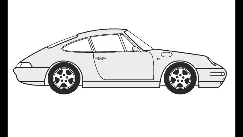 Порше 911 нарисовать поэтапно сбоку