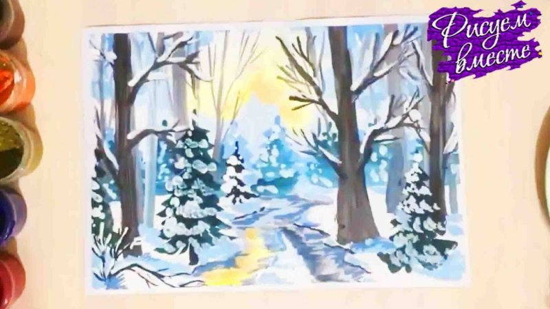 Как нарисовать зимний пейзаж