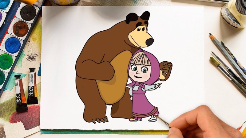 Рисунки Маша и медведь для срисовки