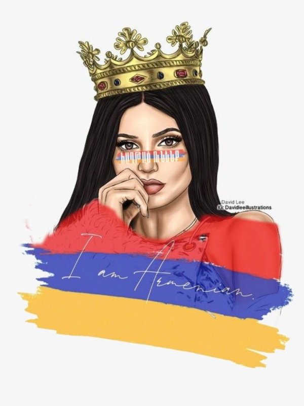 Армянские девочки нарисованные с флагом