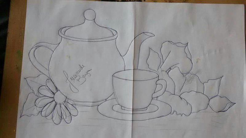 рисование чайный сервиз