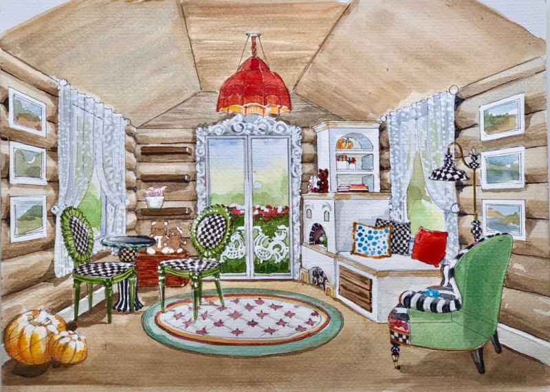 интерьер рисунки