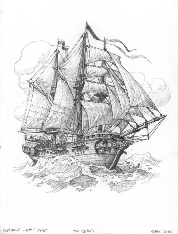 Парусник рисунок карандашом