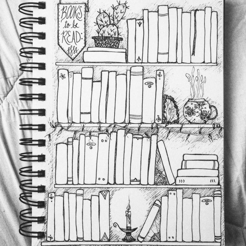 Полки с книгами раскраска