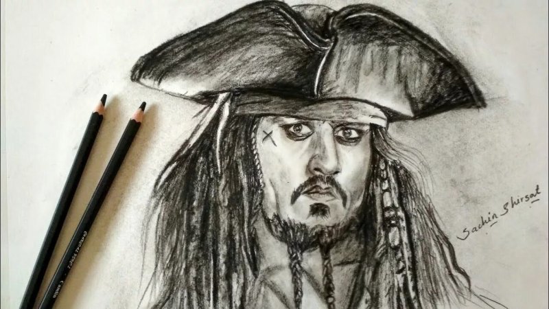 Раскраска пираты Карибского моря Капитан Барбосса
