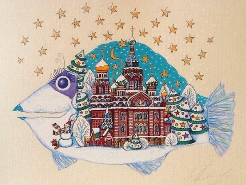 Новогодний Петербург рисунок