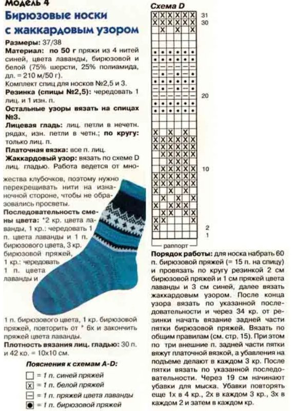 Вязание носков спицами схемы красивые