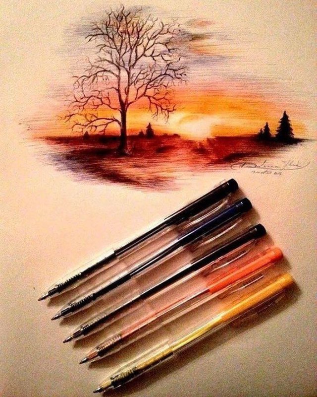 Рисунки акварельными карандашами