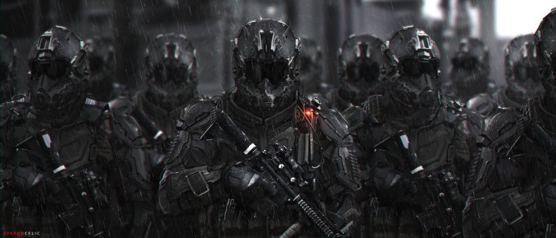 Киберпанк Sci Fi солдаты