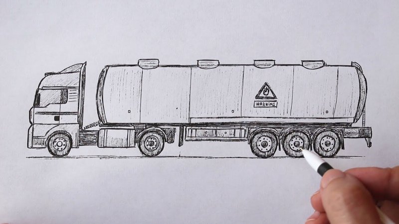 КАМАЗ сбоку рисунок карандашом