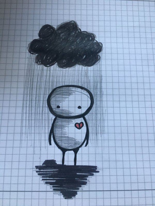 легкие грустные рисунки