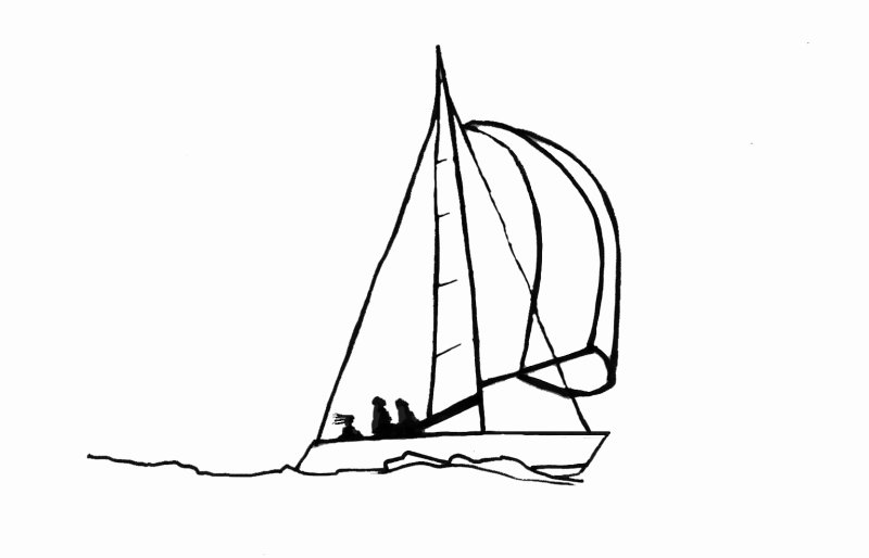 Рисунок кораблика с парусами