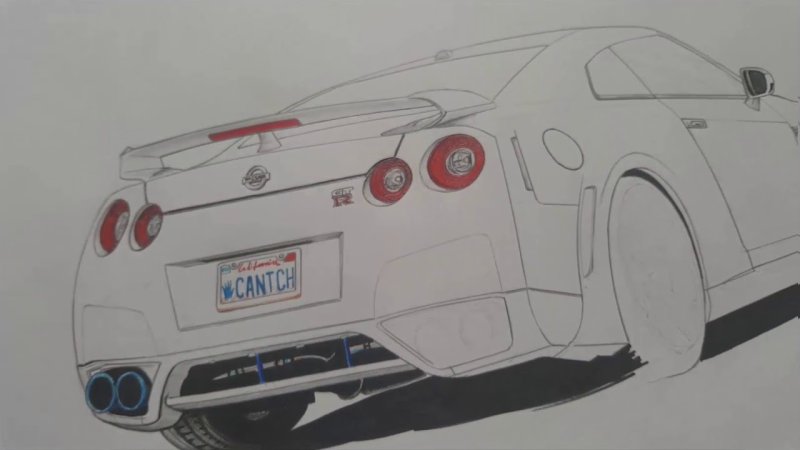 Nissan GTR r35 карандашом