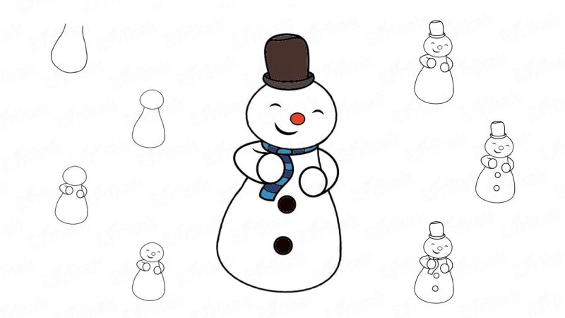 Снеговик рисунок для детей