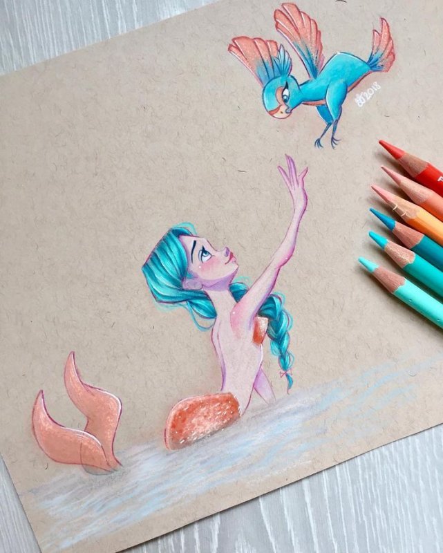 Цветные карандаши Русалочка