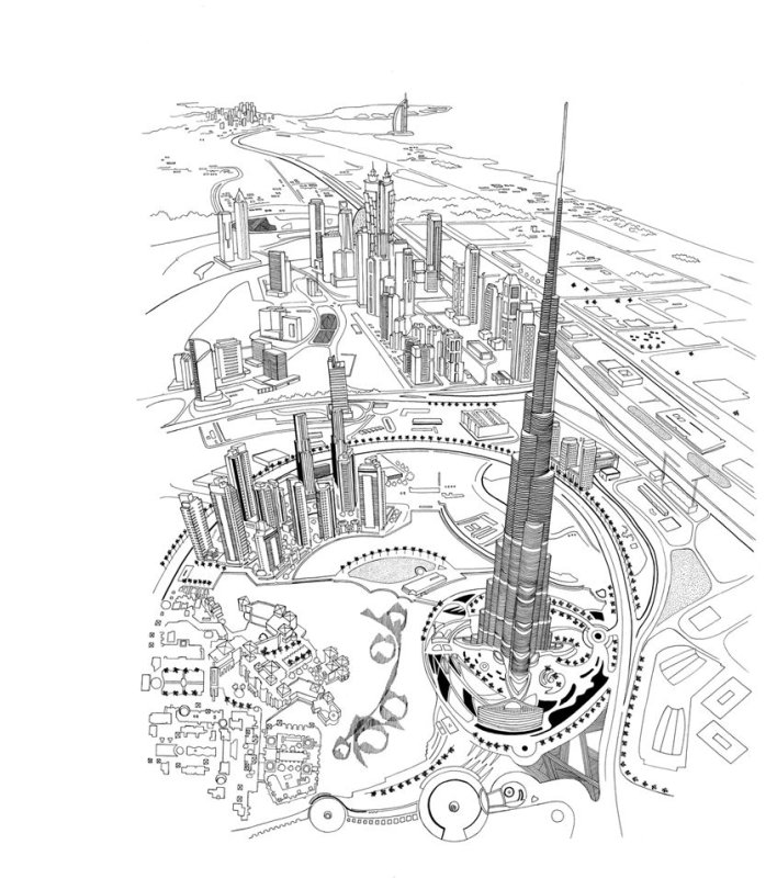 Бурдж Халифа в Дубае нарисовать