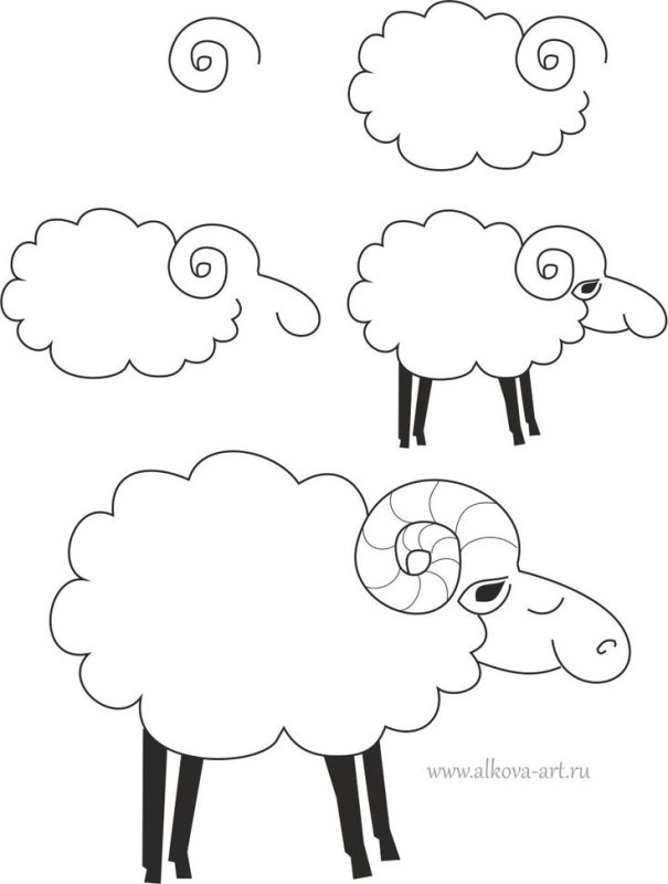 Овечка рисунок