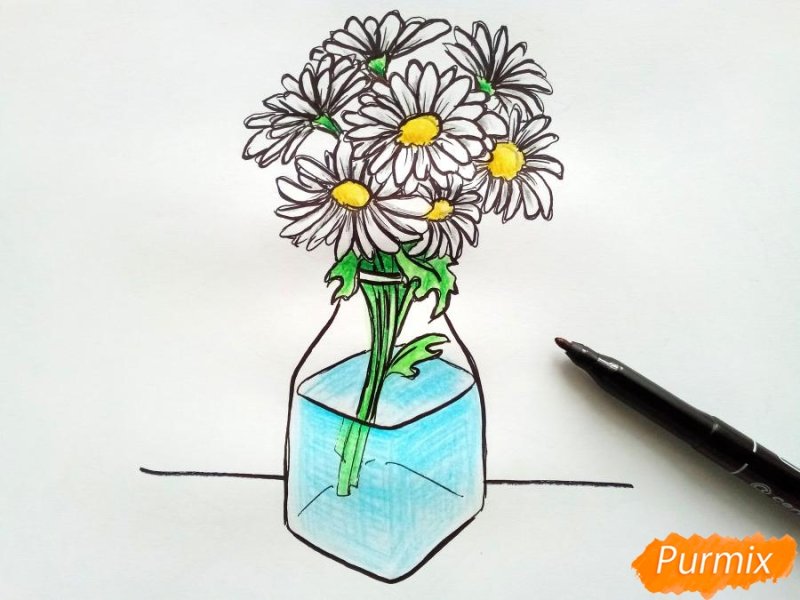 Цветы в вазе рисунок