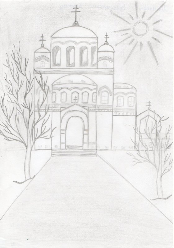 Монастырь рисунок карандашом