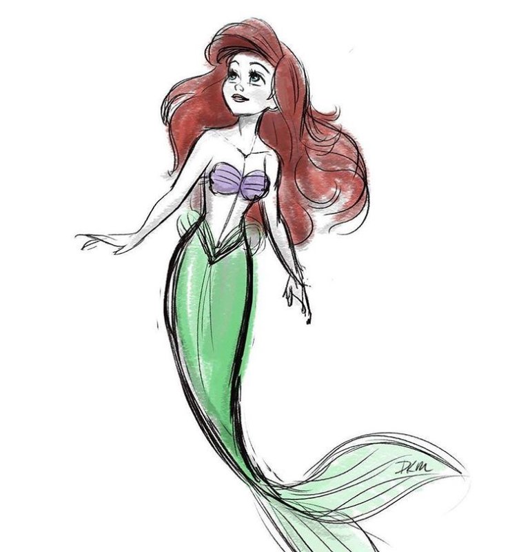 Срисовки Дисней Русалочка