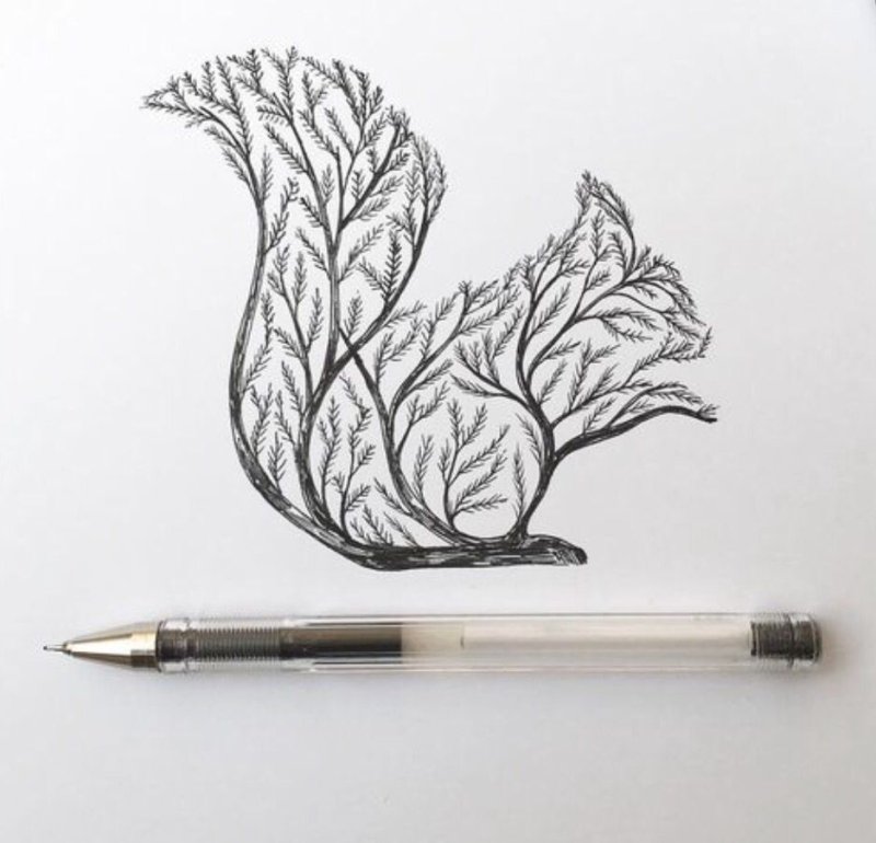 Рисунки чёрной ручькай