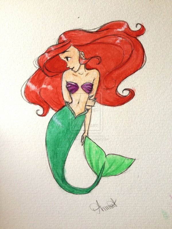 Русалка Ариэль для срисовки