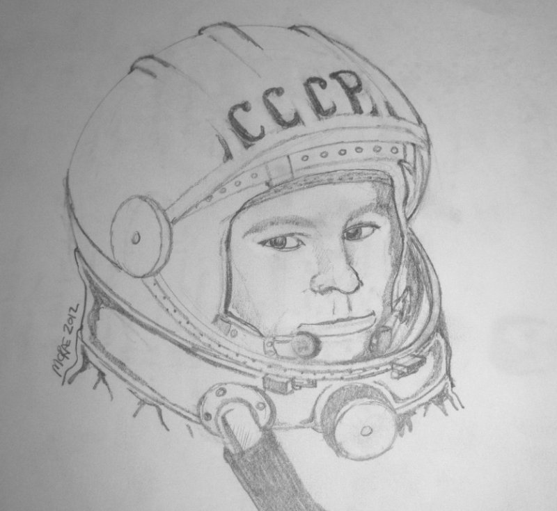 Юрий Гагарин рисунок