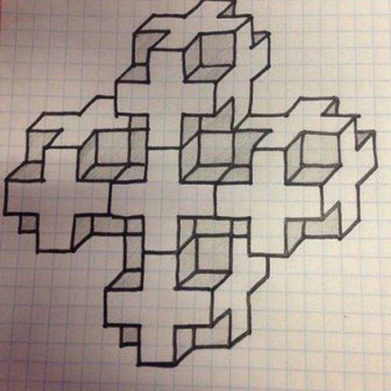 Рисунки по клеточкам в тетради ручкой