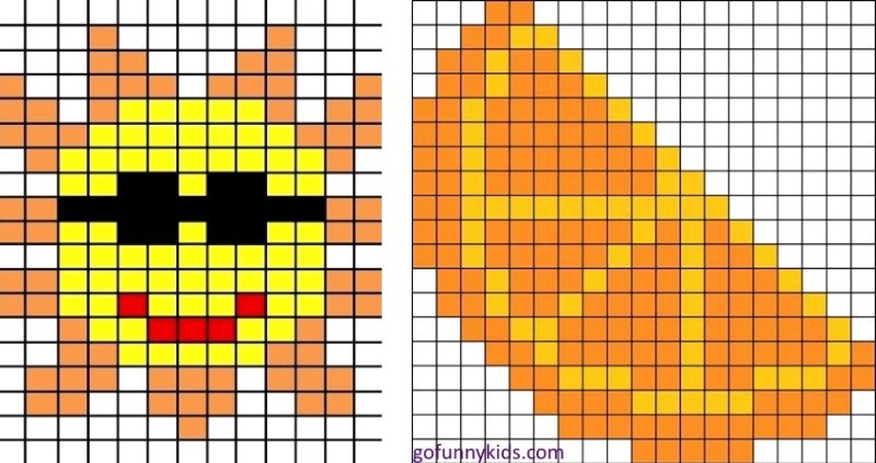 Рисунки по клеточкам оранжевые