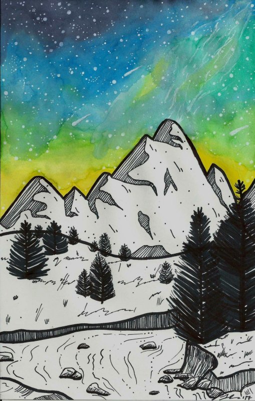 Рисунок гор для детей