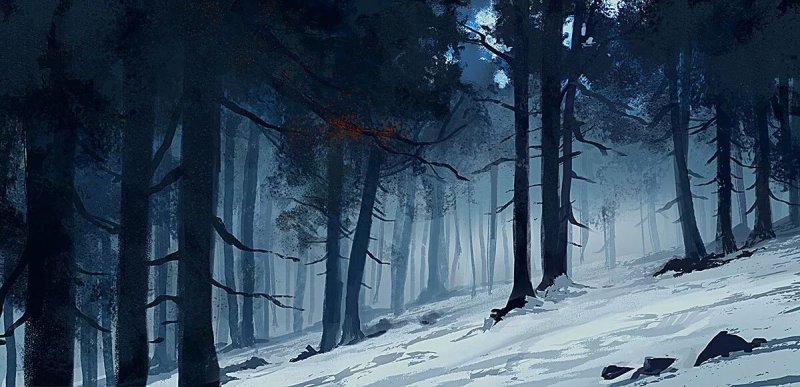 мрачный зимний лес