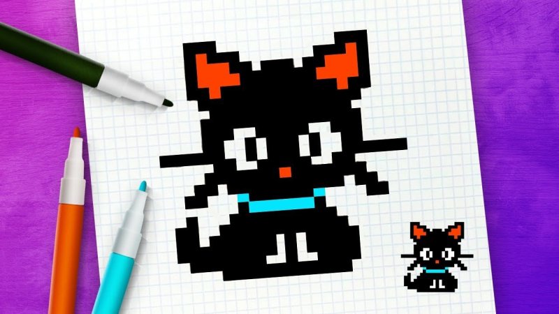 Рисунки по клеточкам кошки