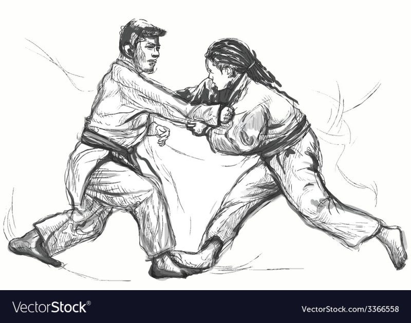 дзюдо рисунок карандашом