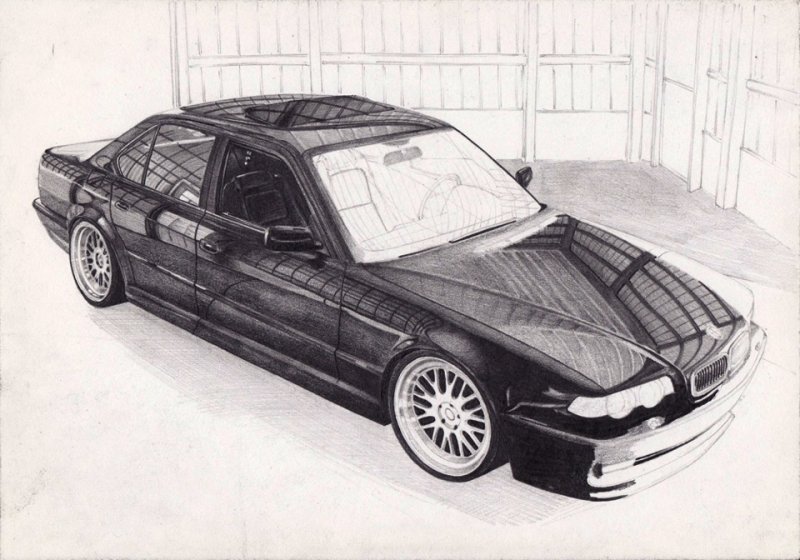 BMW 750i e38 drawing