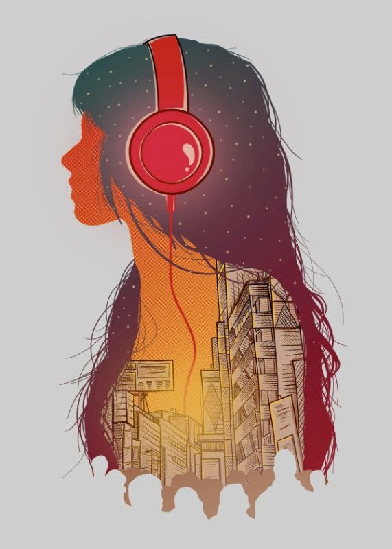 девушка в наушниках