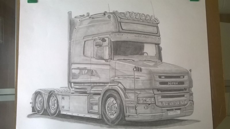 Грузовик рисунок карандашом