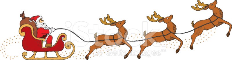 дед мороз с санями и оленями