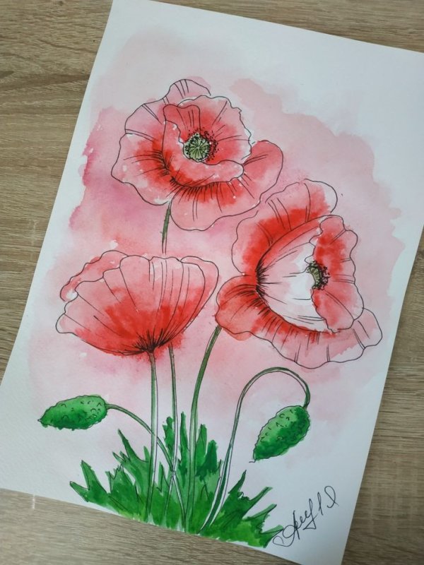 Рисование цветов акварелью