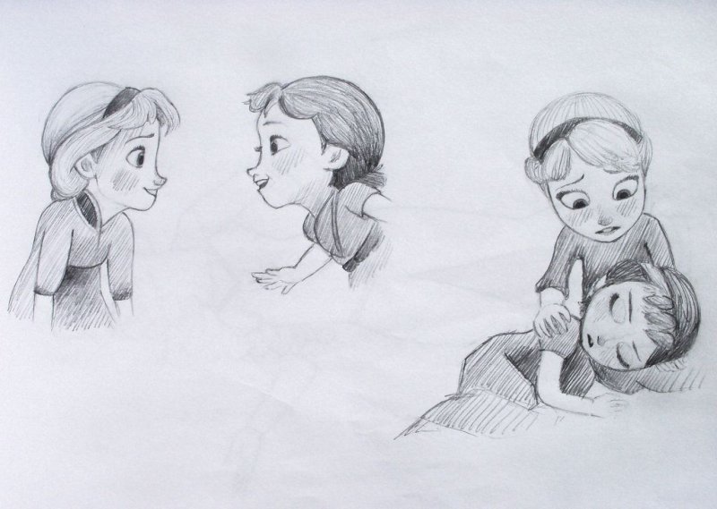 Эльза рисунок карандашом