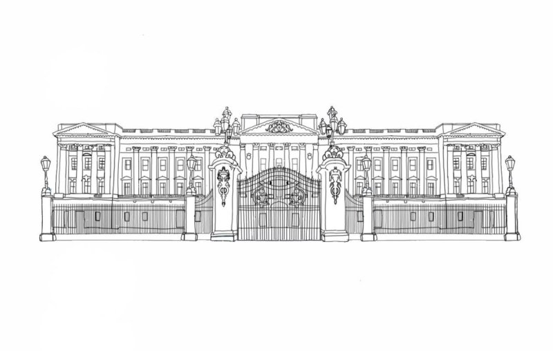 Букингемский дворец рисунок карандашом