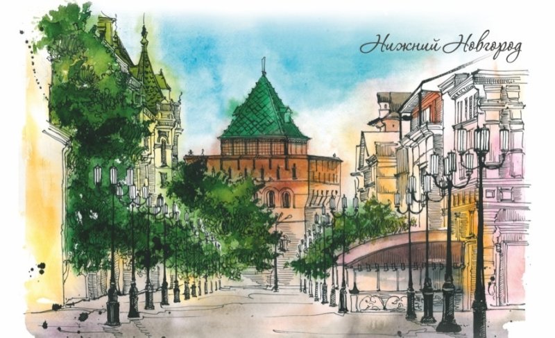 Покровская улица Нижний Новгород рисунок