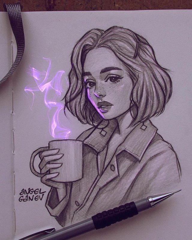Рисунок девушки карандашом