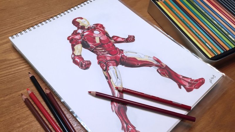 Скетч железного человека маркерами