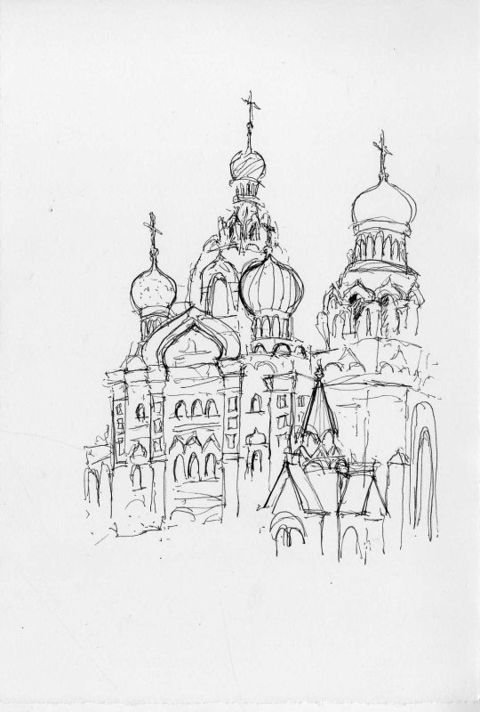 Храм Спаса на крови рисунок карандашом