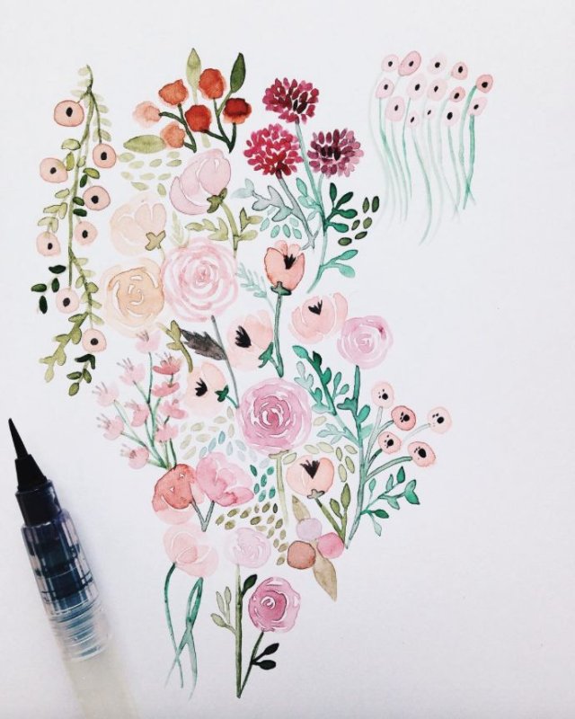 Цветы фломастерами