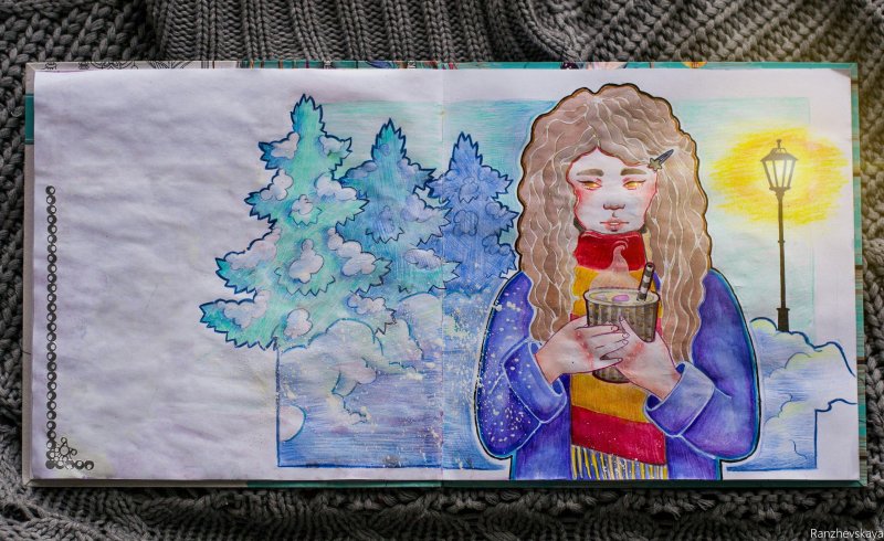 Девочки для скетчбука зимнее