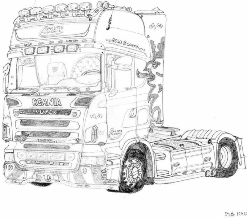 Раскраска тягач Скания r420