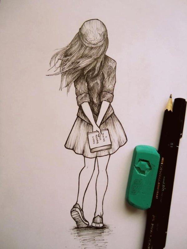 Рисунок девушки карандашом